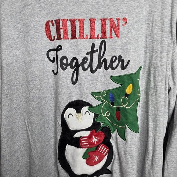Holiday Time Christmas Shirt Unisex Long Sleeve Crew Neck Plush Penguin Size 3X - Picture 1 of 4
